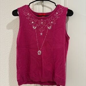 Oscar de la Renta Women’s Petite Beaded Silk Blend knit top